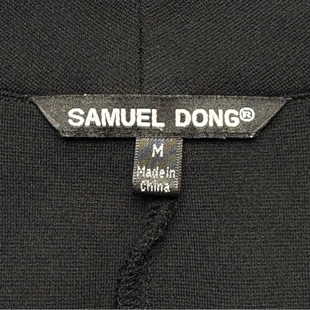 Samuel Dong Knit Flared Swirl Dress Or Duster Size M Full Zip Front Black - Picture 6 of 8